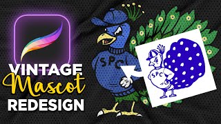 VINTAGE MASCOT logo redesign in Procreate