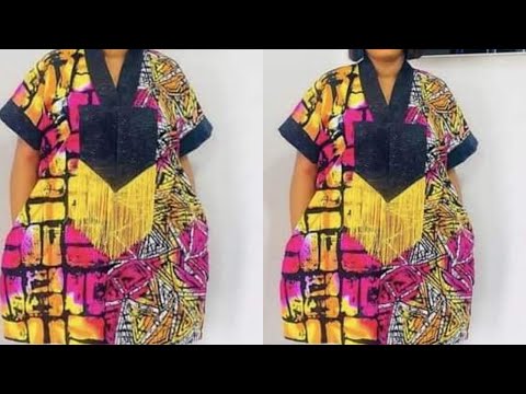 How to Cut and Sew A Stylish Bubu/Kaftan Dress / Simple V-neckline Bubu Gown / Beginner Friendly