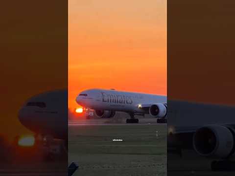 Emirates B777 sunset landing #aviation