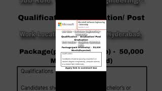 MicroSoft Software Engineering  Intern #internship #paidinternship #microsoft #microsoftinternship