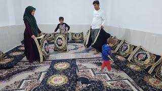 Tidying up the party room by Mohammad and a traditional and delicious meal