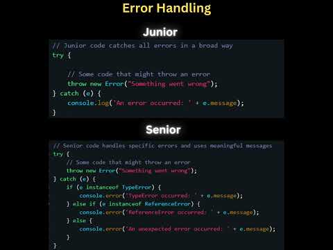 Junior vs Senior. Efficient Way to handle Error and Exceptions in JavaScript. #javascript #shorts