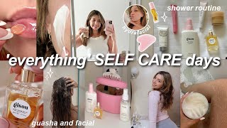EVERYTHING SELF CARE DAYS | shower routine, guasha, facial, soft hair & skincare