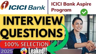 ICICI INTERVIEW QUESTIONS LEAKED😱 100% Selection | #fresherjobs #icicibank #aspireprogram