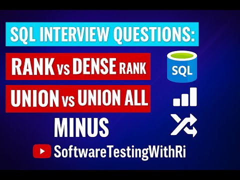 SQL Interview Questions | RANK vs DENSE_RANK | UNION vs UNION ALL | MINUS | Full Guide