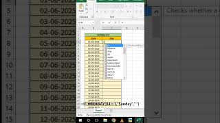 "Find Sundays in Excel | Quick Formula #Excel #Exceltricks #shorts"