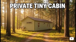 This tiny cabin has lots of living room space.
