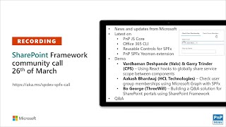 SharePoint PnP - SPFx & JavaScript SIG community call – 26th of March 2020