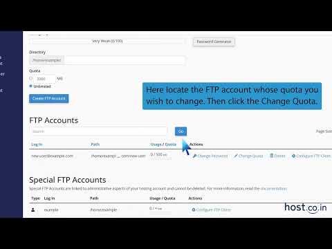 How to change the FTP User Quota in cPanel | Host co in