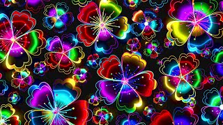 4K Screensaver | Neon Glowing Flowers – Psychedelic VJ Loop (No Sound)