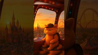 Grumpy Cat Rides a Rollercoaster 😐🎢 (Theme Park Adventure!) #shorts