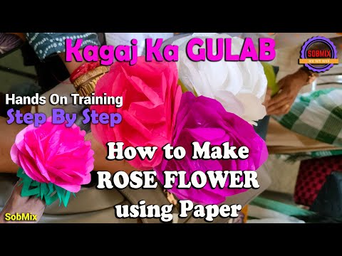How to Make Rose using Paper | Gulab Ka Phool | Flower Making | SobMix