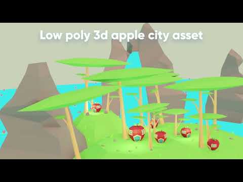 Low poly Apple city 3D asset for games