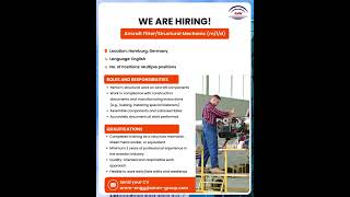 We’re #Hiring || Position: Aircraft Fitter/Structural Mechanic (m/f/d)