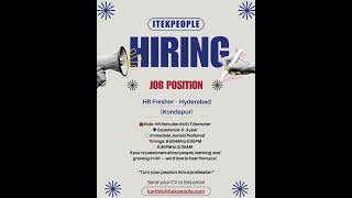 #hiringnow  #now  | #hr  #recruiterjobs  & #US #itrecruiter  #hyderabad  (Kondapur)