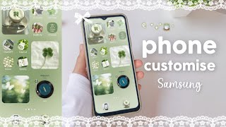 Green Clover Aesthetic Theme 💚🍀 | Kawaii Samsung Customisation