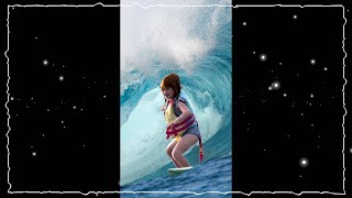 ADLEY can SURF! Learning to ride waves on a paddle board at Pirate Island! Family beach day #Shorts