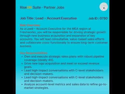 Lead - Account Executive (MEA) | Partner Jobs | RiseON Suite