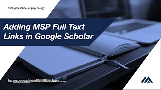 Adding MSP Full Text Links in Google Scholar (2025)