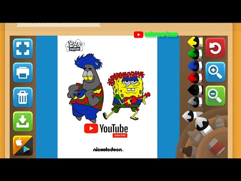 Learn to Color Spongebob and Patrick and Ukulele
