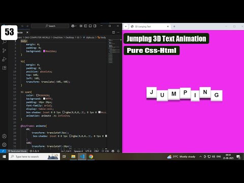 Jumping 3D Text Animation using Css and Html || Pure CSS tutorial for beginers || CSS3-HTML5