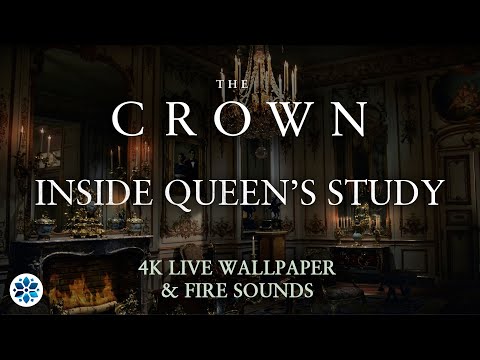 The Crown: Queen’s Study | 8 Hours Of Relaxing Fireplace Sounds | ASMR Sleep | Animated Background