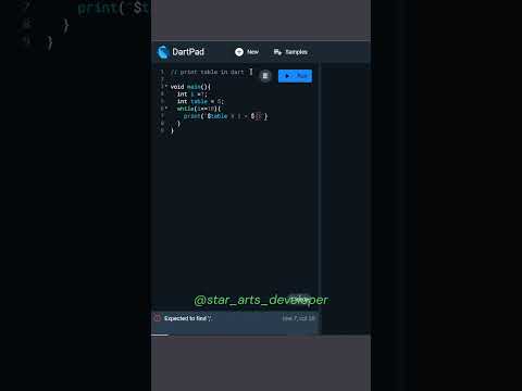 💻Print Table Using While Loop In Dart👨‍💻 #dart #coding #program #learning #shorts #viral #trending