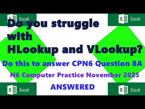 HLookup vs VLookup Computer Practice N6 November 2025 excel Question 8A answered