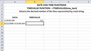 How to use TIMEVALUE function in Excel | Excel Tips
