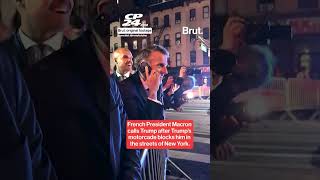 French President Macron trapped on NYC street by Trump motorcade