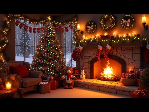 Magical Christmas Fireplace - Burning Fireplace & Crackling Fire Sounds | Christmas Ambience 🎄