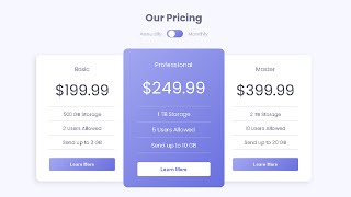 Responsive Pricing Table Using HTML & CSS | Toggle Switch Pricing Table