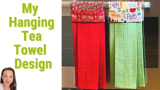 Modern Hanging Tea Towel Tutorial with Front Band - No Buttons, Snaps, or Velcro!  Simple DIY Gift