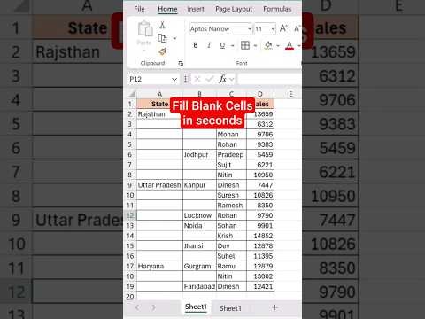 How to Fill Blank Cells in Excel in Seconds! | No More Dragging |#shorts