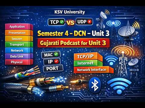 Sem 4 BCA Unit 3 KSV UNIVERSITY DCN  | OSI TCP/IP Guided & Unguided Media Gujarati