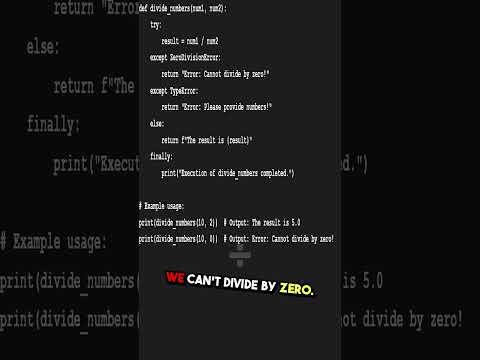 Master Python Error Handling with This Simple Division Function! #python  #Coding #ErrorHandling
