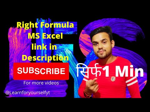Right Formula | Ms Excel | Learn For Yourself Yt