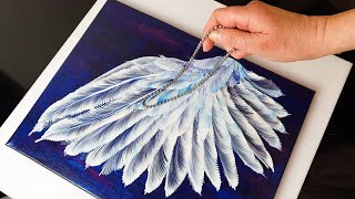 DELIGHTFUL Angel Wing - Chain Feather Pull Technique | AB Creative Acrlyic Pouring Tutorial