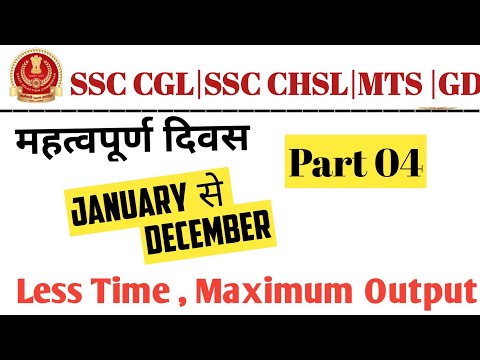 STATIC GK QUESTION | PART 04 | IMPORTANT DAYS FROM JANUARY TO DECEMBER !