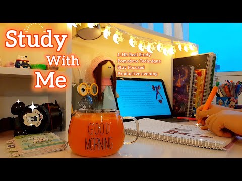 1-HR Study With Me | Pomodoro 25-5 ✌️ | StudyWithAva 😊🩷 | Real Study | calm piano