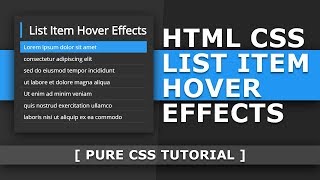 Html Css List Item Hover Effects - Cool Css Hover Effects - Pure CSS Tutorial for Beginners