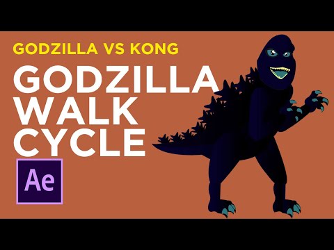 Godzilla walk Cycle ( based on Godzilla vs Kong movie) - After Effects tutorial