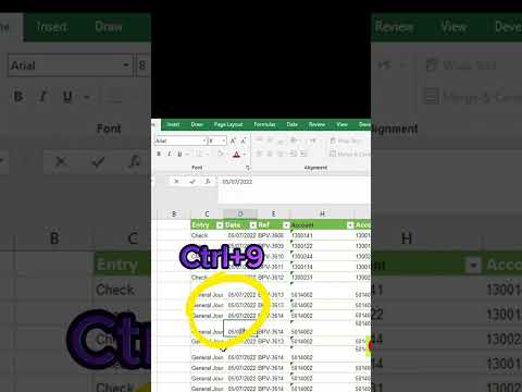 Short key of Excel