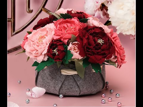 BAZIMA DIY Felt Flower Art Craft Kit——Peony Pot Making Tutorial
