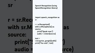 Speech Recognition (using SpeechRecognition library)