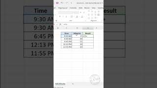 Excel Formula to Add Minutes to Time #excelshorts