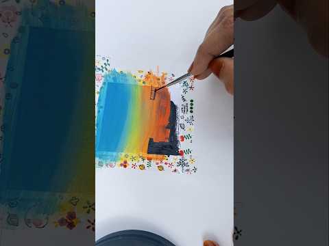 Easy Urban Sunset Painting Timelapse - Hues of the City Twilight 🌇  #art #painting #sunset #drawing