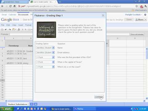 Self Grading Quiz using Flubaroo