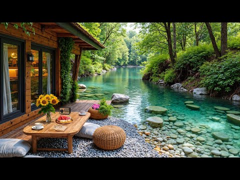 ☕ Peaceful Morning Coffee at Riverside | Gentle Jazz & Nature Ambience for Study, Work, and Chill