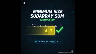 MINIMUM SIZE SUBARRAY SUM ||LeetCode 209 #slidingwindow #dsa #leetcode #minimumsizesubarraysum #exam
